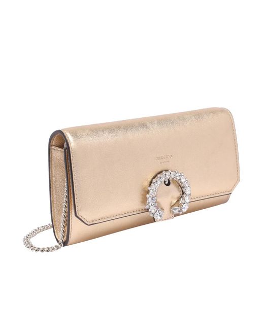Jimmy Choo Natural Embellished Buckle Chain Wallet