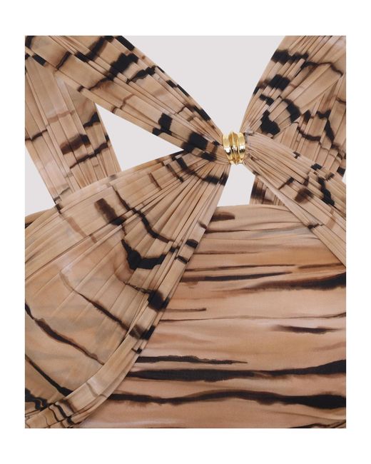 Elisabetta Franchi Multicolor Tiger Printed Ruched Bodysuit