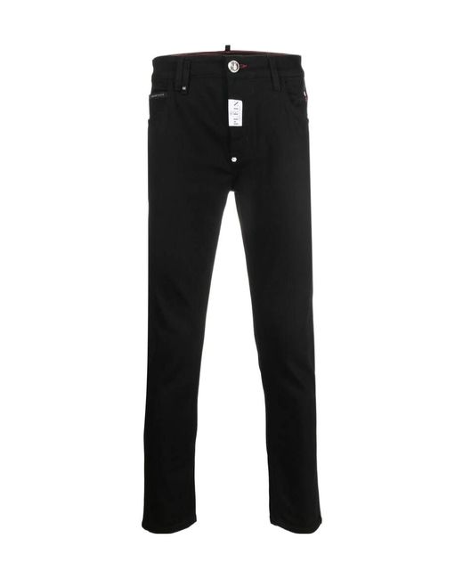Philipp Plein Black Belt-Loop Jeans for men
