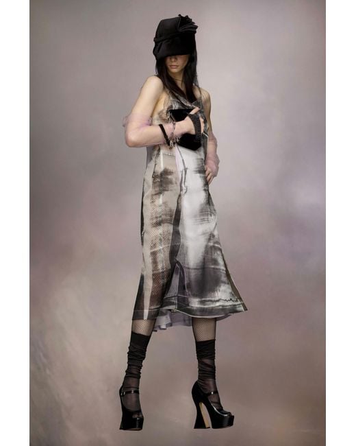 Maison Margiela Gray 'Freeze-Frame' Multicoloured Silk Blend Dress