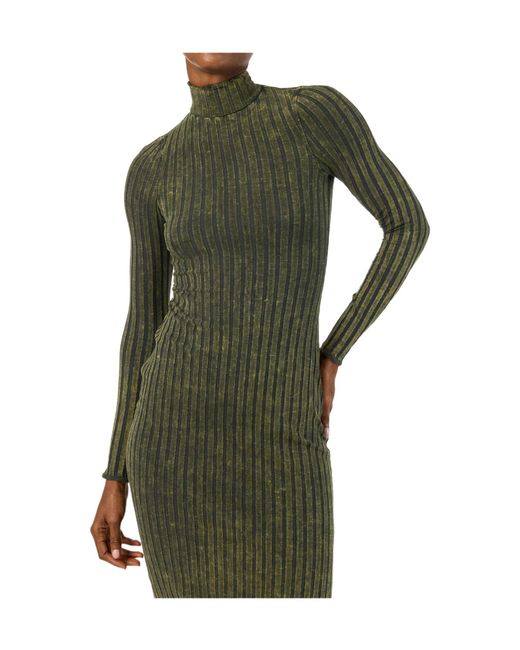 DIESEL Green Mockneck Longsleeve Knit Midi Dress