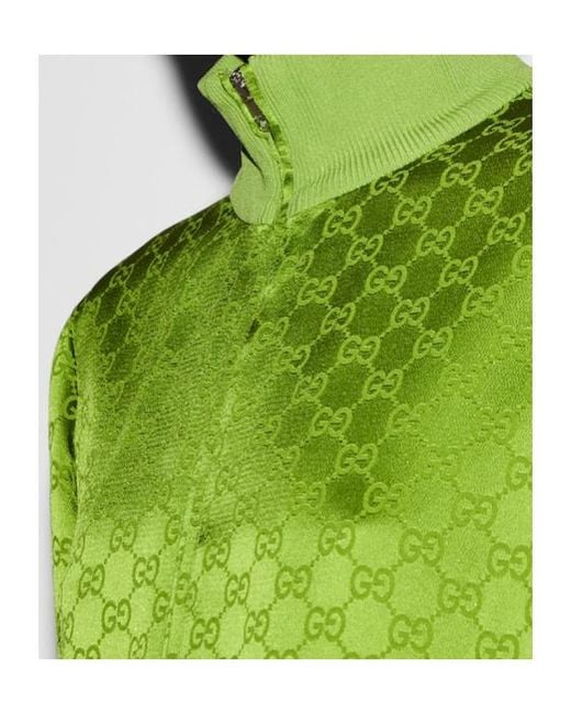 Gucci Green Monogrammed Zip-Up Jacket