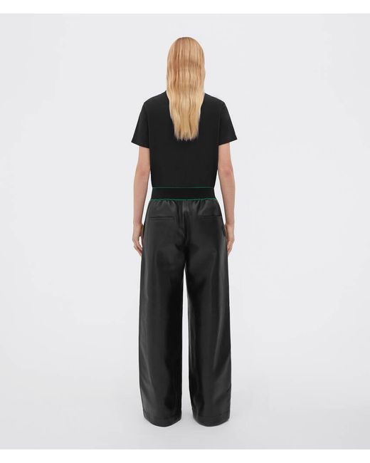 Bottega Veneta Green Logo Wide-Leg Casual Pants