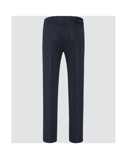 Jacob Cohen Blue Scott Cropped Herringbone Pants for men