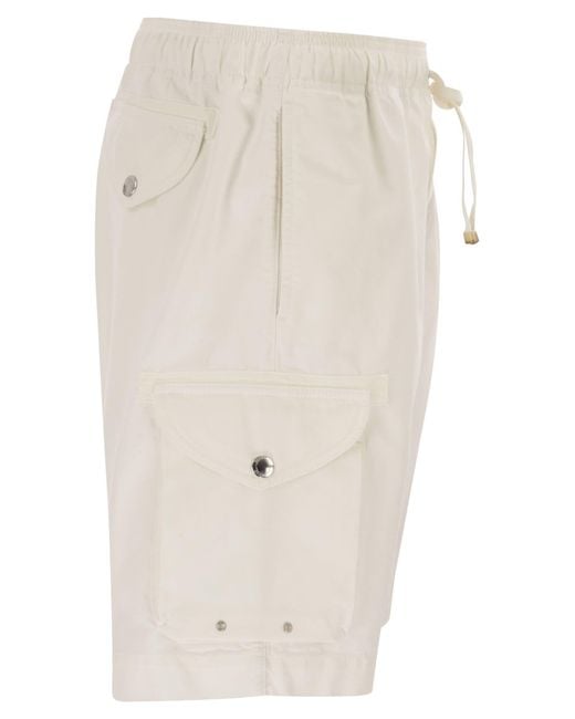Brunello Cucinelli Natural Drawstring Cargo Shorts for men