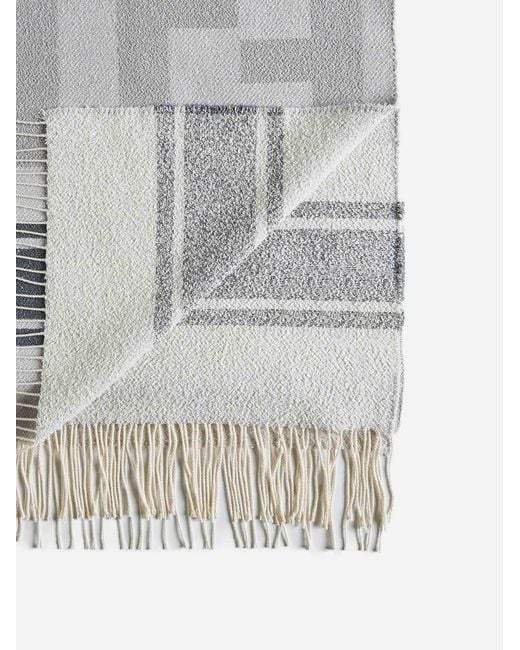 Fendi Gray Monogrammed Stripe-Patterned Scarf for men