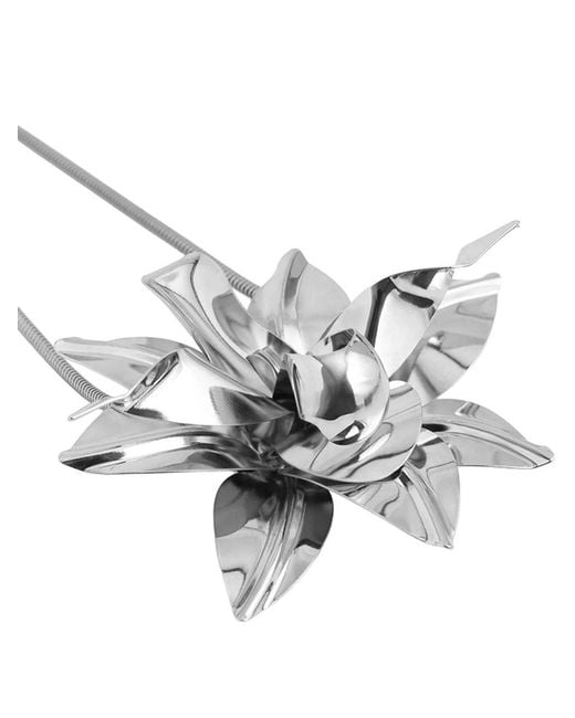 Rabanne White Rabanne Sculpted Floral Pendant Necklace