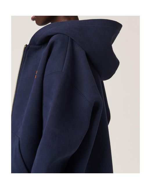 Miu Miu Blue Zip-Up Hooded Jacket