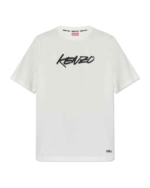 KENZO White Logo Printed Crewneck T-Shirt