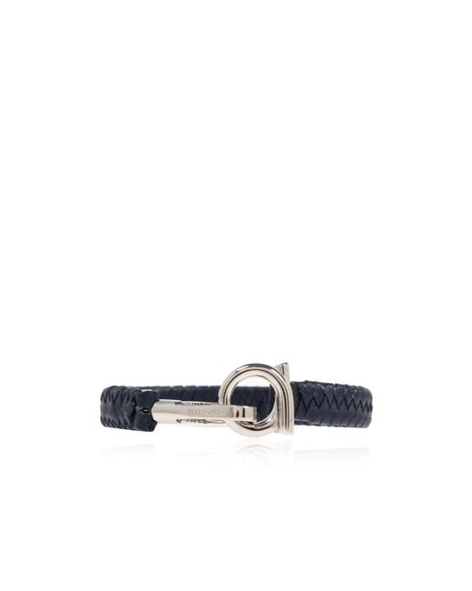 Ferragamo White Ferragamo Gancini Braided Bracelet for men