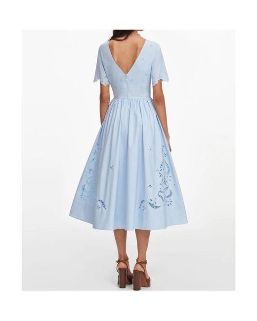 Self-Portrait Blue Embroidered Midi Dress