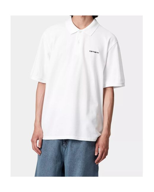 Carhartt White Short-Sleeved Polo Shirt for men