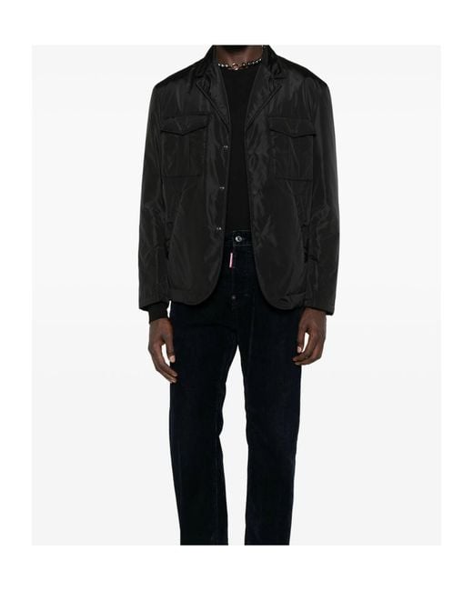 DSquared² Black Flap-Pocket Buttoned Jacket for men