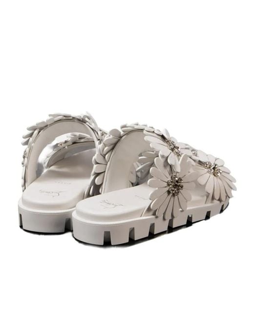 Christian Louboutin White Flora Cool Slides