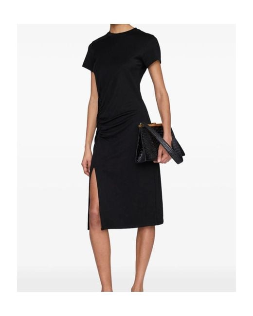 Anine Bing Black Vida Ruched Jersey Dress