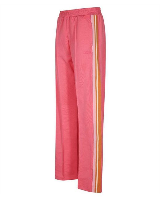 MSGM Pink Striped-Detail Straight-Leg Track Pants