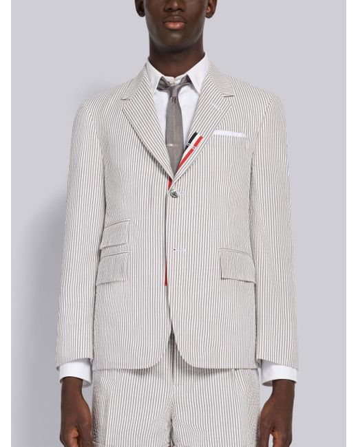 Thom Browne White Striped Seersucker Sport Coat for men