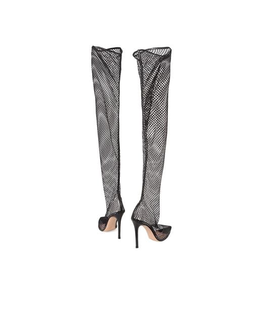 Gianvito Rossi White Over-The-Knee Mesh Boots