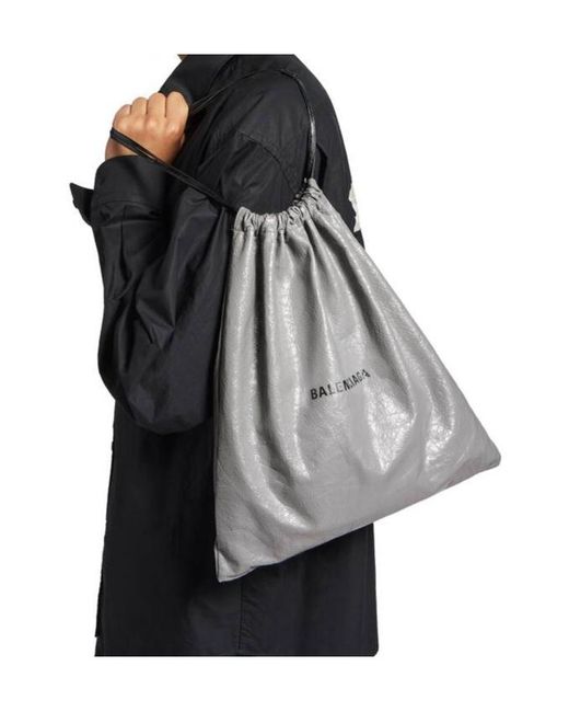 Balenciaga Gray Shopper Drawstring Dust Bag Pouch Logo for men