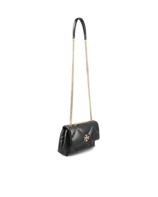 Tory Burch Black Logo Embellished Diamond Quilted Crossbody Bag