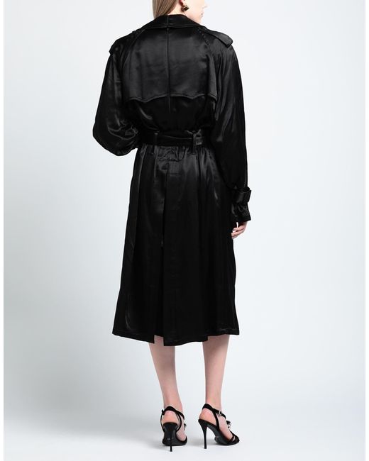 Balenciaga Black Solid Color Satin Trench Coat