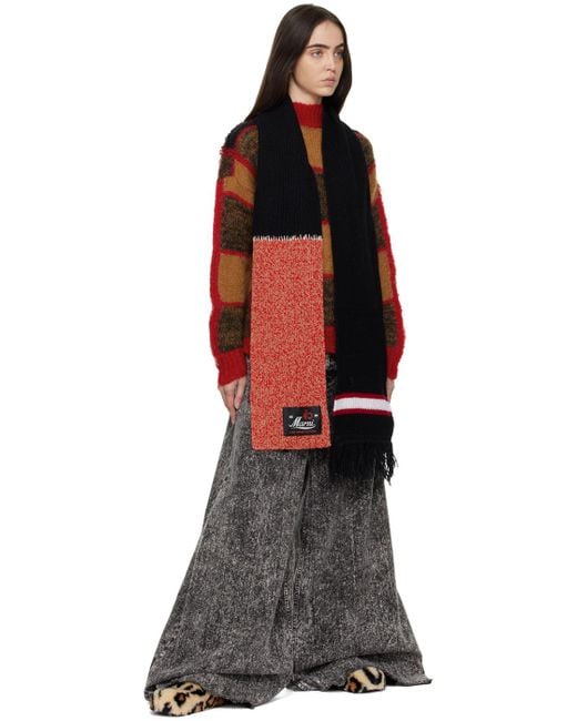 Marni Black College-Style Knitted Scarf for men
