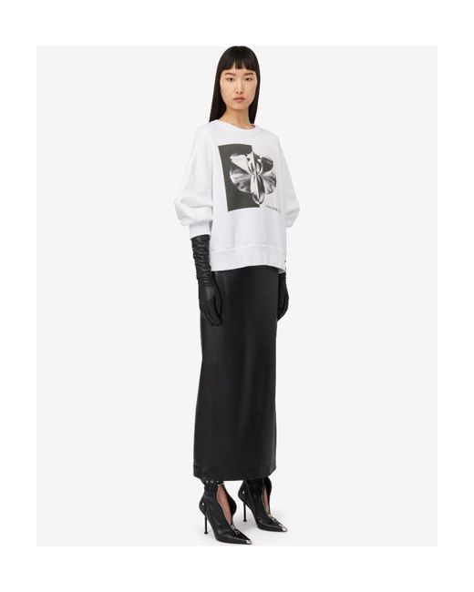 McQueen Gray Ghost Orchid Printed Crewneck Sweatshirt