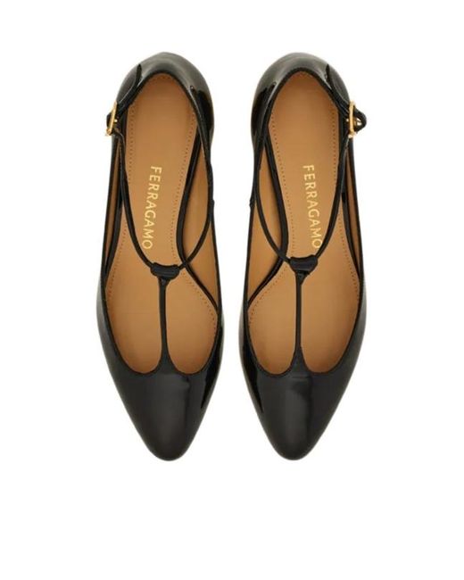Ferragamo Brown Spherical Heel T-Strap Pump