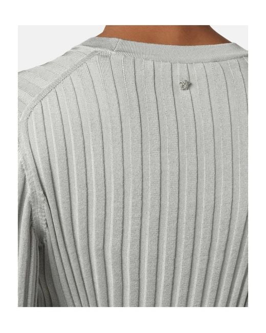 Versace Gray Ribbed Knit Crewneck Top