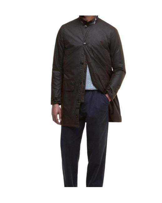 Barbour Black Cotton Buttoned Coat for men