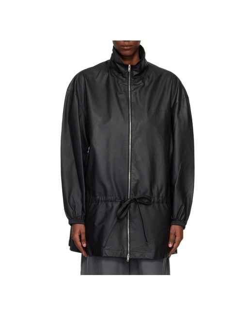 Alexander Wang Black Waist Bonded Leather Jacket