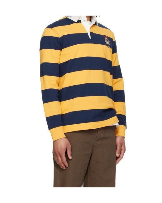 Polo Ralph Lauren Blue Striped Embroidered Polo Shirt for men