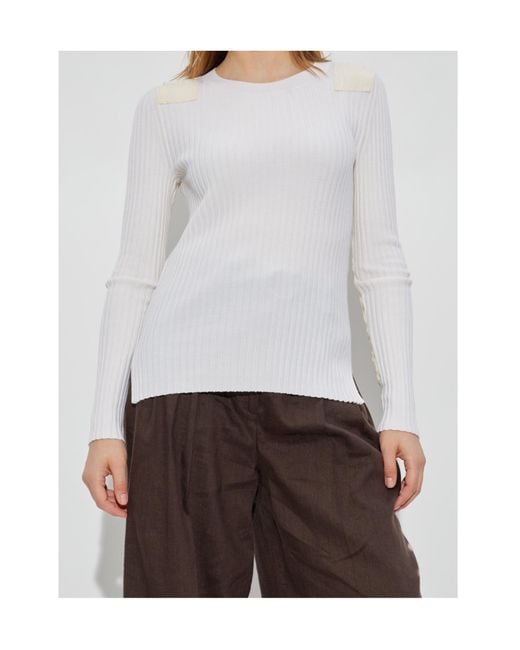 Helmut Lang White Knitted Crewneck Top