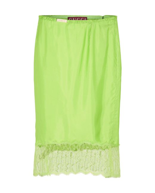 Gucci Green Fluid Midi Skirt