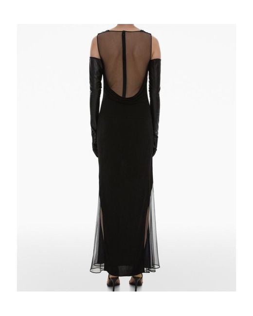Helmut Lang Black Sheer-Panelled Sleeveless Maxi Dress