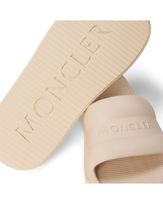 Moncler White Solid Color Pool Sliders