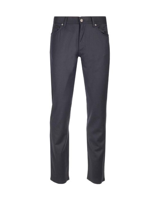 Zegna Blue Wool Casual Pants for men