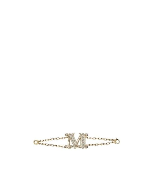 Max Mara White Logo Crystal Bracelet