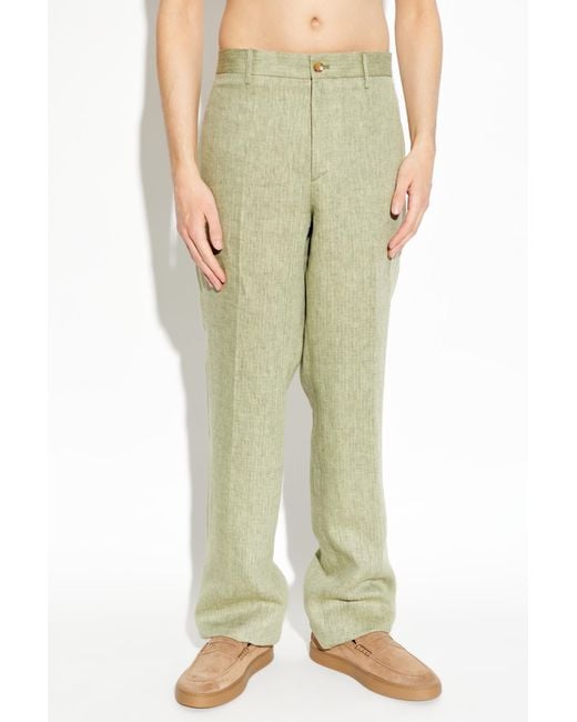 Etro Green Herringbone Tailored Pants for men