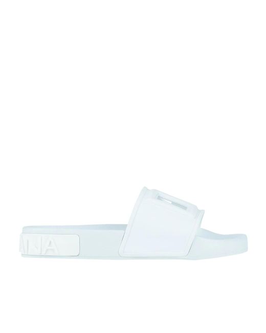 Dolce & Gabbana White Pool Slides Sandals