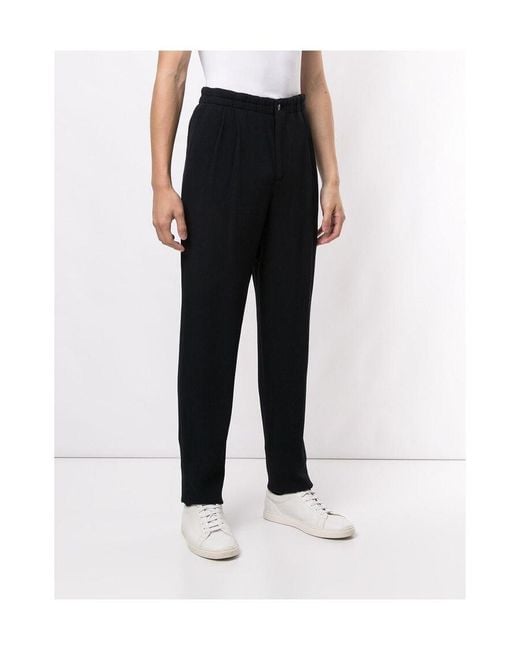 Giorgio Armani Blue High-Waisted Ribbed Trousers for men