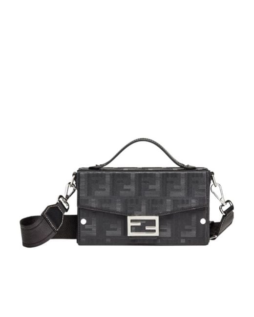 Fendi Black Baguette Soft Trunk Top Handle Bag for men