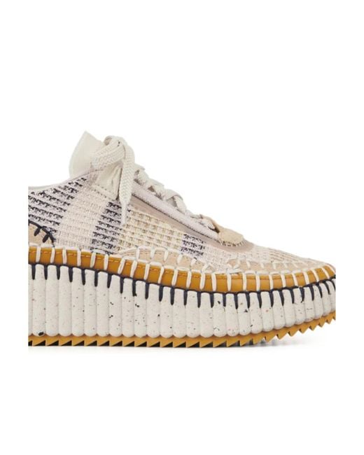 Chloé Natural Chloé Nama Lace-Up Sneakers
