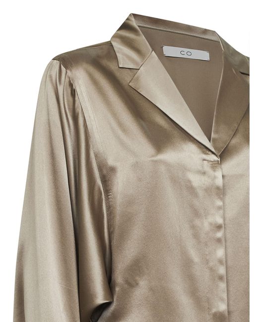 Co. Natural Cropped Satin Shirt