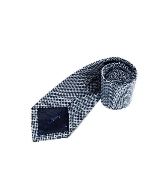 Ferragamo Blue Printed Silk Tie for men