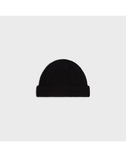 Céline Black Triomphe Beanie for men