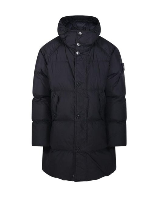 Stone Island Blue Hooded Puffer Jacket for men