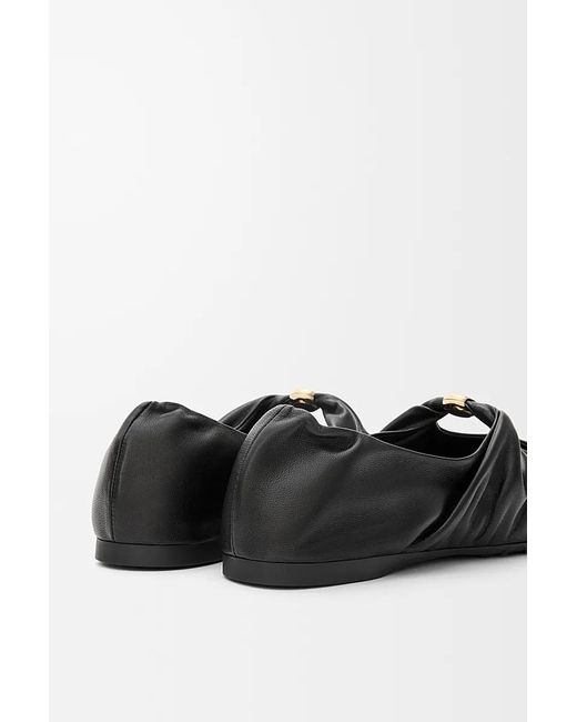 Loewe Black Leather Pebble Soft Ballet Flats