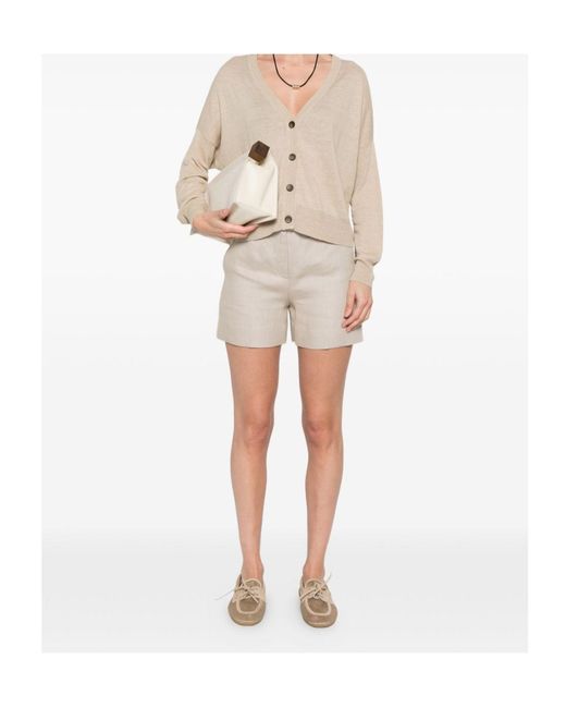 Baserange Natural Buttoned V-Neck Cardigan