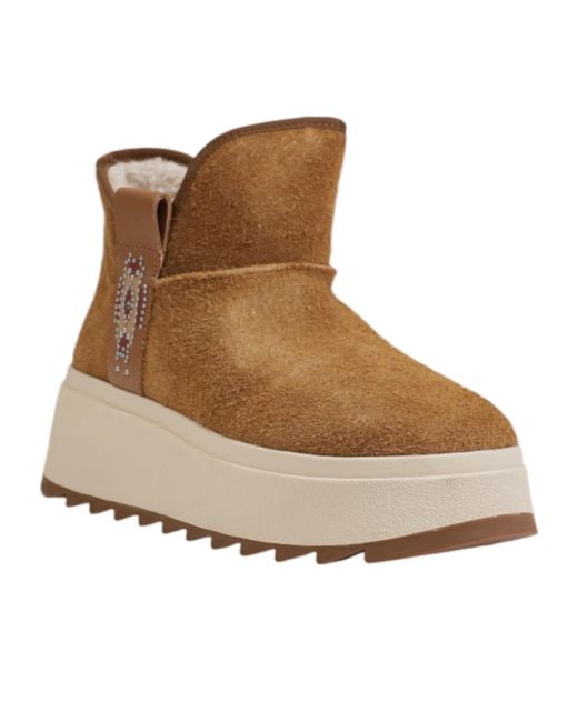 Ash Brown Round-Toe Ankle Boots